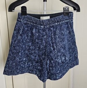 Everlane Dark Blue Patterned Jean Shorts Size XS Organic Cotton